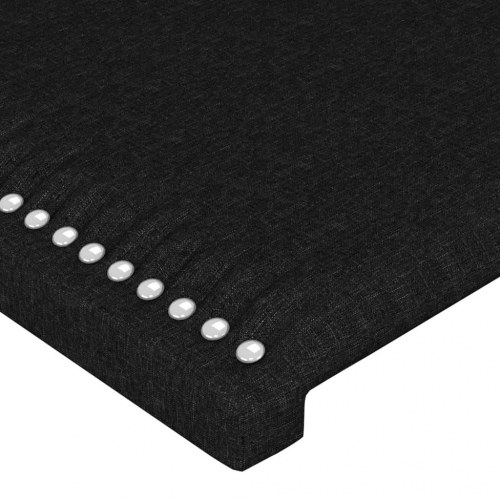 Sengegavl med LED-lys 144×5×118/128 cm - stof, sort