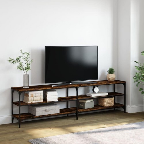 Tv-bord 180x30x50 cm konstrueret træ og metal røget egetræ