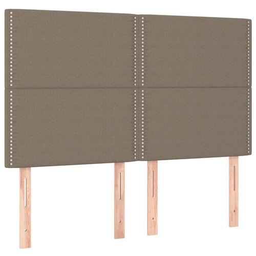 Sengegavl med LED-lys 144x5x118/128 cm stof gråbrun