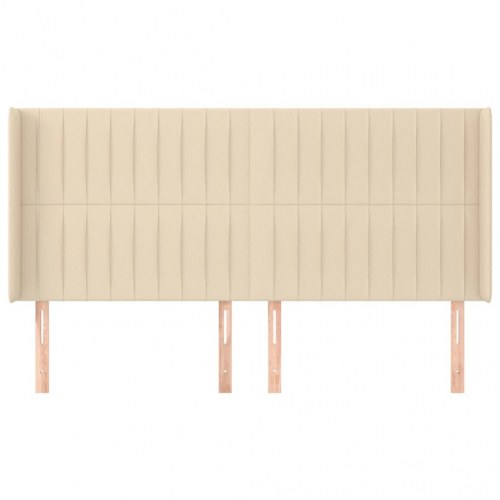 Sengegavl med kanter 203 x 16 x 118/128 cm - cremefarvet