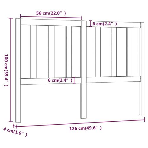 Sengegærde 126x4x100 cm massivt fyrretræ grå