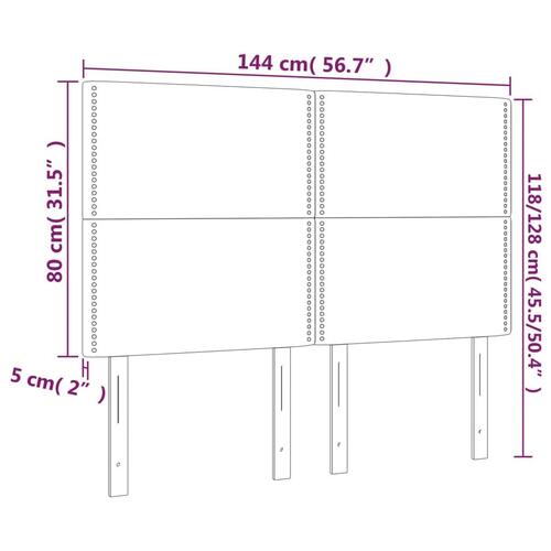 Sengegavl med LED-lys 144x5x118/128 cm stof blå