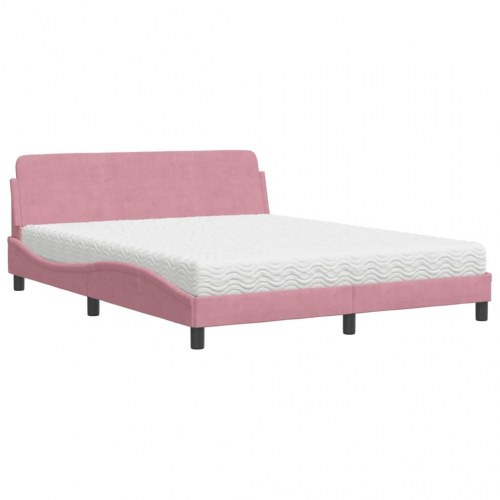 Seng med madras Dover 160x200 cm velour lyserød