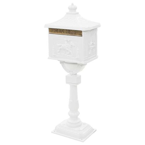 Postkasse med piedestal aluminium vintagestil rustbestandig hvid