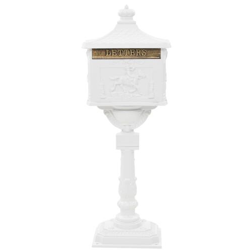 Postkasse med piedestal aluminium vintagestil rustbestandig hvid