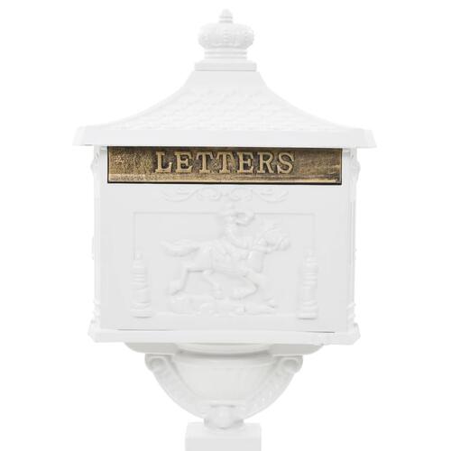 Postkasse med piedestal aluminium vintagestil rustbestandig hvid