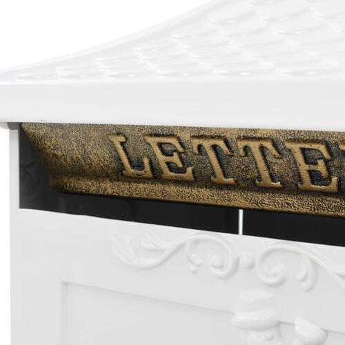Postkasse med piedestal aluminium vintagestil rustbestandig hvid