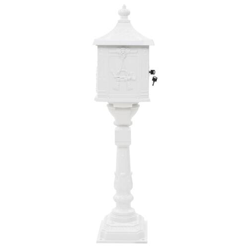Postkasse med piedestal aluminium vintagestil rustbestandig hvid