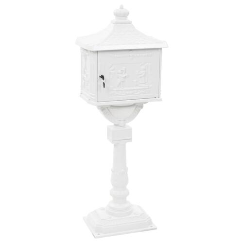 Postkasse med piedestal aluminium vintagestil rustbestandig hvid