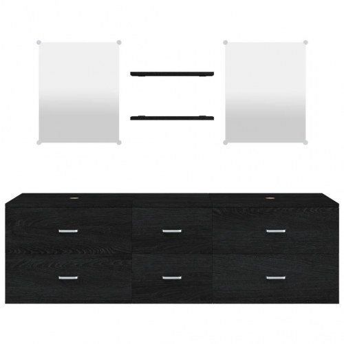Møbelsæt til badeværelse 5 dele konstrueret træ sort