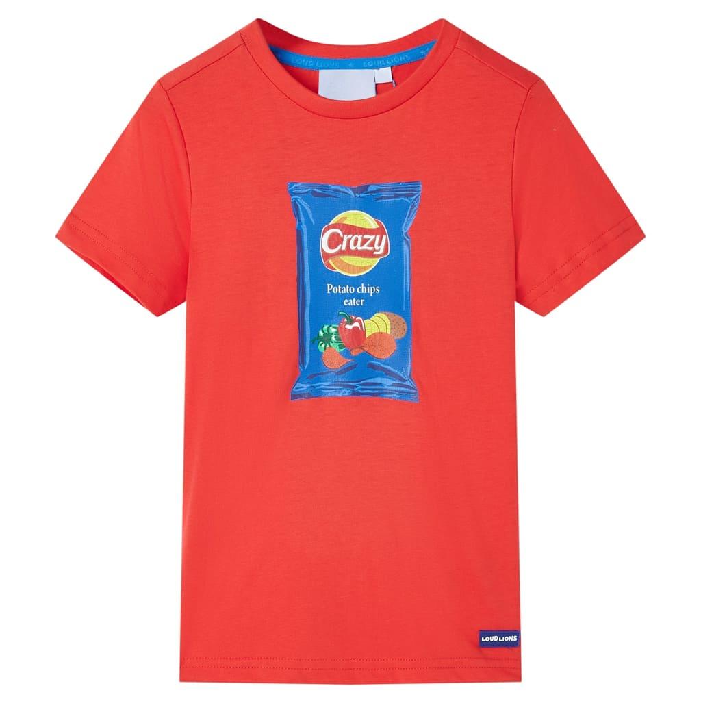 Kortærmet T-shirt til børn str. 140 rød