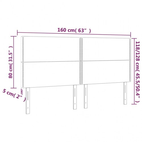 Sengegavl med LED-lys 160×5×118/128 cm - stof, sort