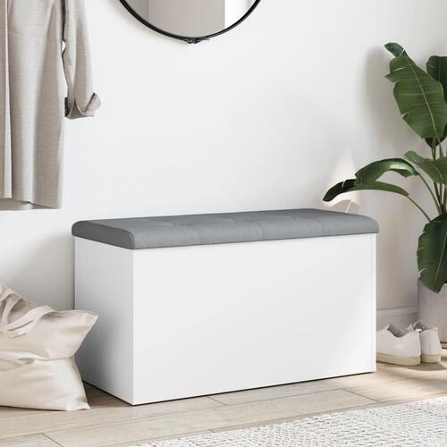 Opbevaringsbænk 82x42x45 cm konstrueret træ hvid