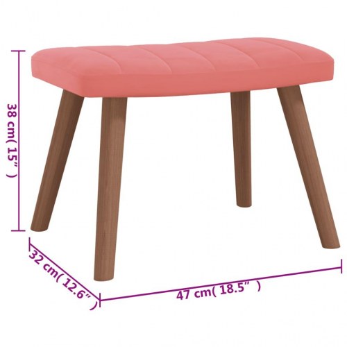 Lænestol med fodskammel fløjl lyserød