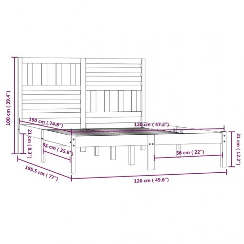 Sengeramme 120x190 cm massivt fyrretræ sprt