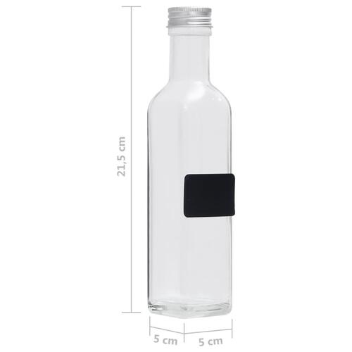 Glasflasker med skruelåg 12 stk. 250 ml firkantet