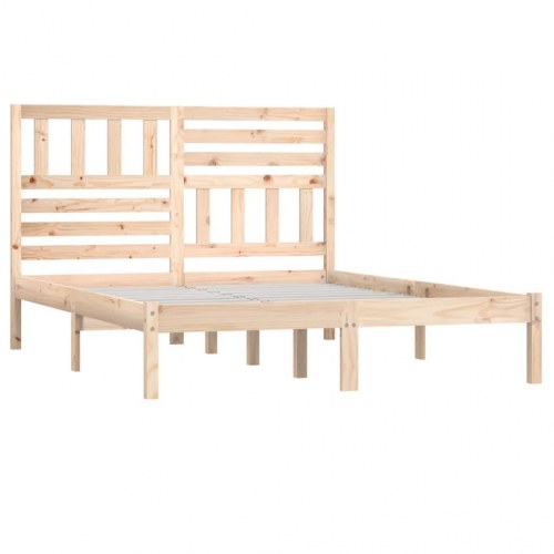 Sengeramme 135x190 cm i massivt fyrretræ med hovedgærde