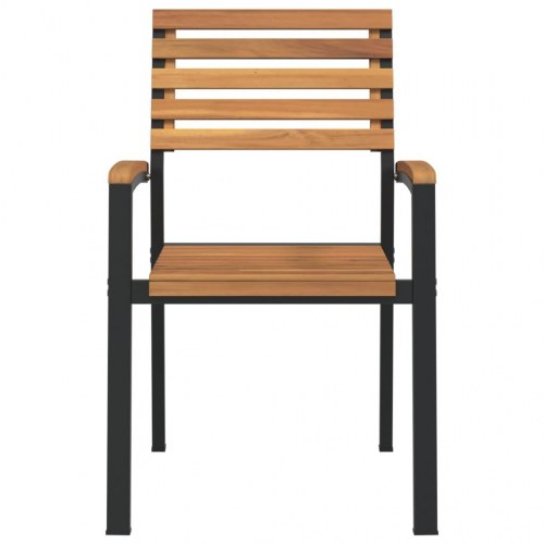 Havestole 2 stk. stabelbare massivt akacietræ og metal