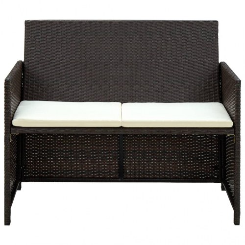 2-personers havesofa med hynder brun polyrattan