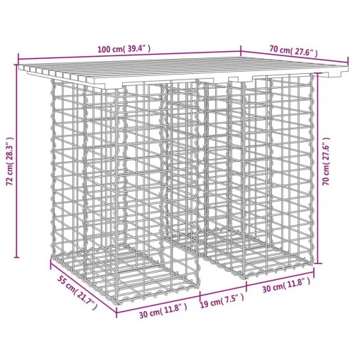 Havebord i gabiondesign 100×70×72 cm - massivt Douglas-træ