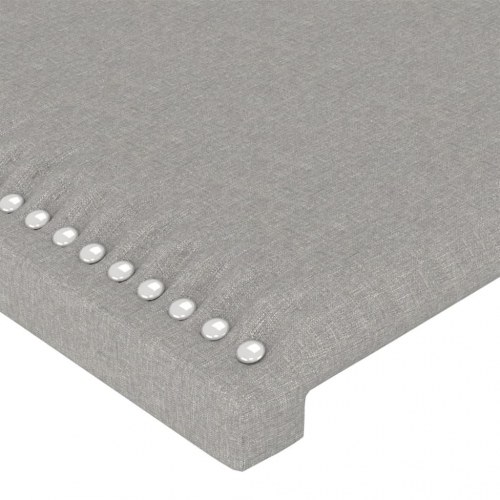 Sengegavl med LED-lys 180×5×118/128 cm - stof, lysegrå