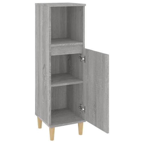 Badeværelsesskab 30x30x100 cm konstrueret træ grå sonoma-eg