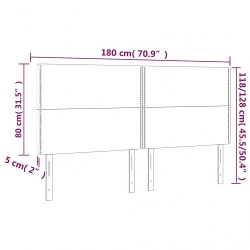 Sengegavl med LED-lys 180×5×118/128 cm - stof, lysegrå