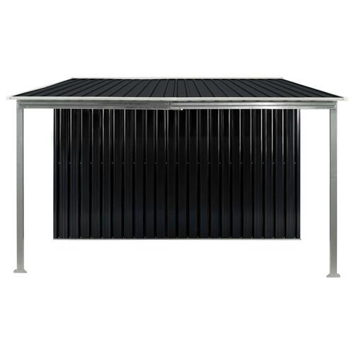 Haveskur med skydedøre 386 x 259 x 178 cm stål antracitgrå