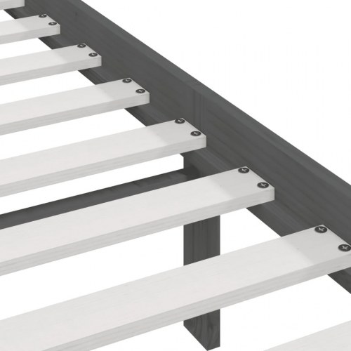 Sengeramme 135x190 cm dobbelt massivt fyrretræ grå