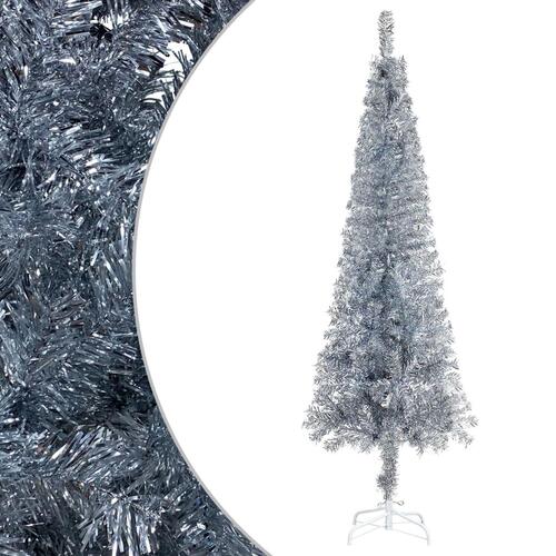 Smalt juletræ 120 cm sølvfarvet