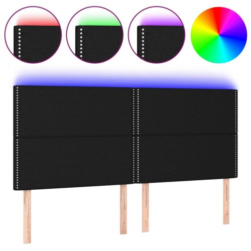 Sengegavl med LED-lys 180 x 5 x 118/128 cm - stof, sort