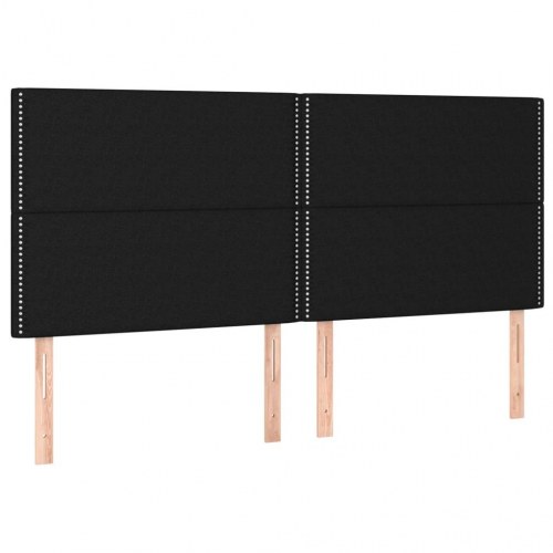 Sengegavl med LED-lys 180 x 5 x 118/128 cm - stof, sort