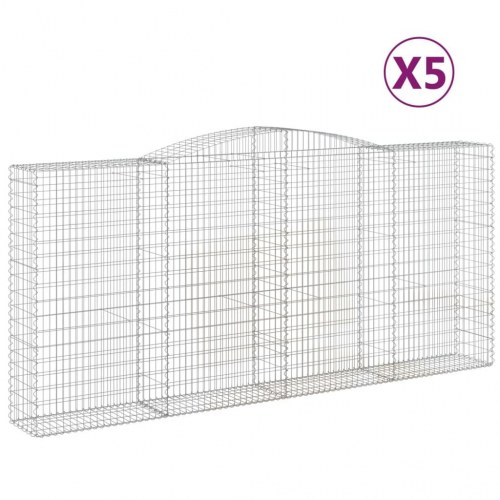 Buede gabionkurve - 5 stk. 400 × 50 × 180/200 cm i galvaniseret jern