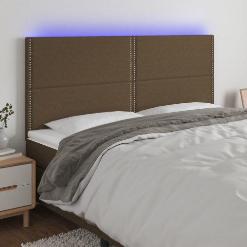 Sengegavl med LED-lys 180 × 5 × 118/128 cm - stof, mørkebrun