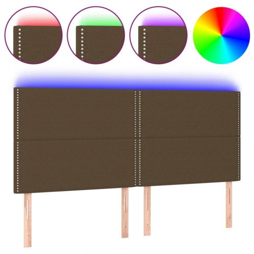 Sengegavl med LED-lys 180 × 5 × 118/128 cm - stof, mørkebrun