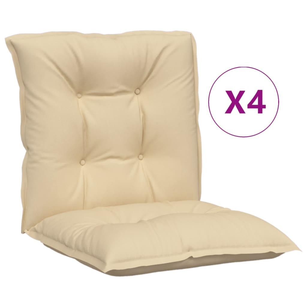 Stolehynder m. lav ryg 4 stk. 100x50x7 cm stof beige