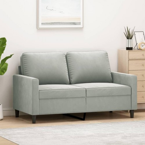 2-personers sofa i velour - lysegrå, sædebredde 120 cm