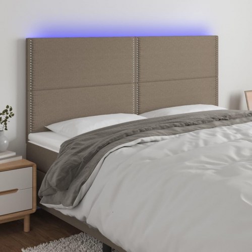 Sengegavl med LED-lys 180x5x118/128 cm - stof, gråbrun