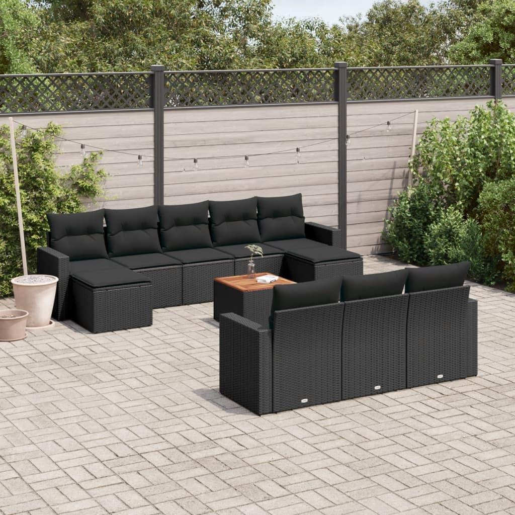 Sofasæt Til Haven 11 Dele Med Hynder Polyrattan - Sort
