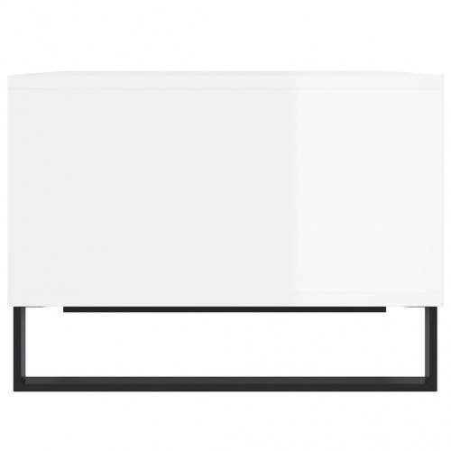 Sofabord i hvid højglans med metalben - 60 × 50 × 36,5 cm, konstrueret træ