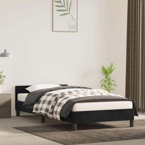 Sengeramme med sengegavl 100x200 cm fløjl sort