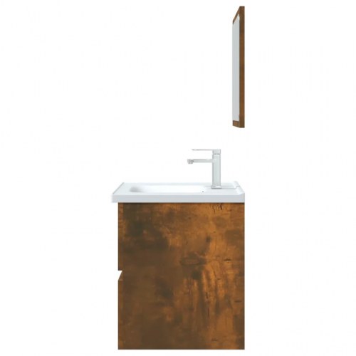 Møbelsæt til badeværelse 2 dele konstrueret træ røget eg