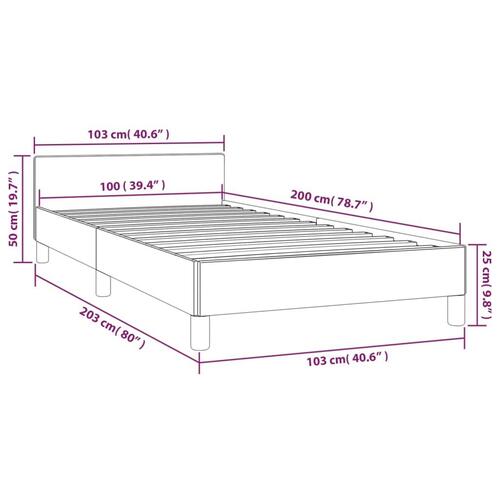Sengeramme med sengegavl 100x200 cm fløjl sort