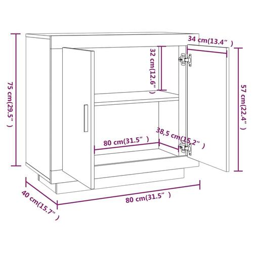 Skænk 80x40x75 cm konstrueret træ sort