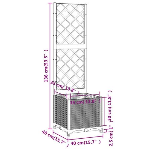 Plantekasse med espalier 40x40x136 cm PP brun