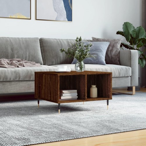 Sofabord med opbevaring 60 × 50 × 36,5 cm - brun egetræsfarve
