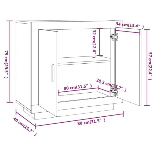 Skænk 80x40x75 cm konstrueret træ sonoma-egetræsfarve