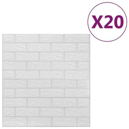 3D vægklistermærker med mursten selvklæbende 20 stk. hvid