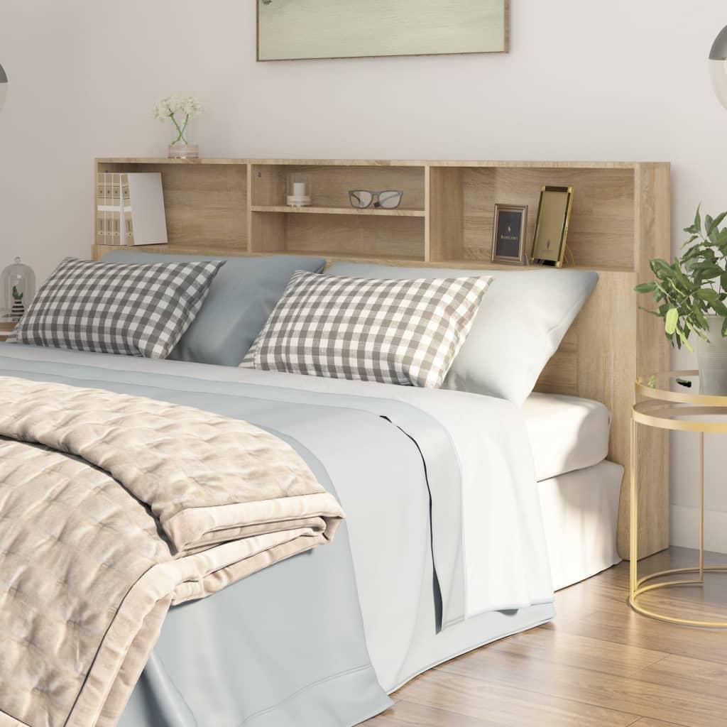 Sengegavl med opbevaring 200x19x103,5 cm sonoma-eg billede