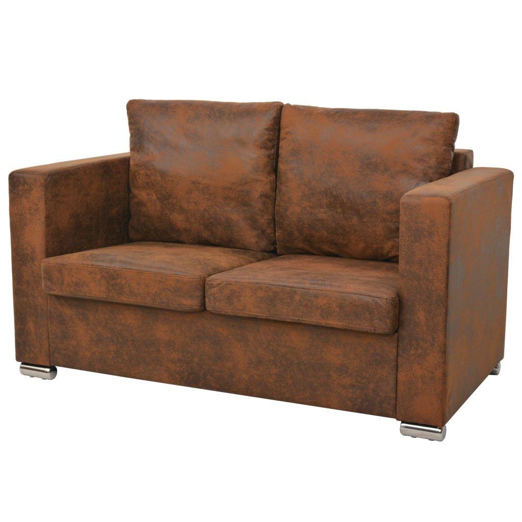 2-personers sofa 137 x 73 x 82 cm kunstigt ruskindslæder